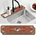 2 Pcs Kitchen Sink Splash Guard Faucet Mat Retro Red Bohemian Pattern Faucet Mat for Sinks Flower Absorbing Drying Mats for Kitchen Bathroom by CONCHLERY%E6%97%97%E8%88%B0%E5%BA%97