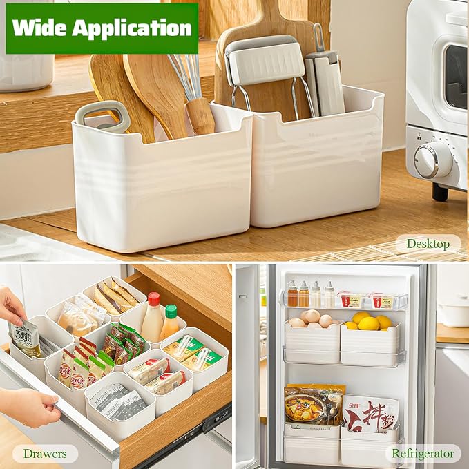 6 Pack Refrigerator Organizer Box, Plastic Refrigerator Side Door Storage Containers, Space-Saving Organizer Bins for Refrige, Refrige Drawers for Fruit and Vegetable (White,S×6) - Image 7