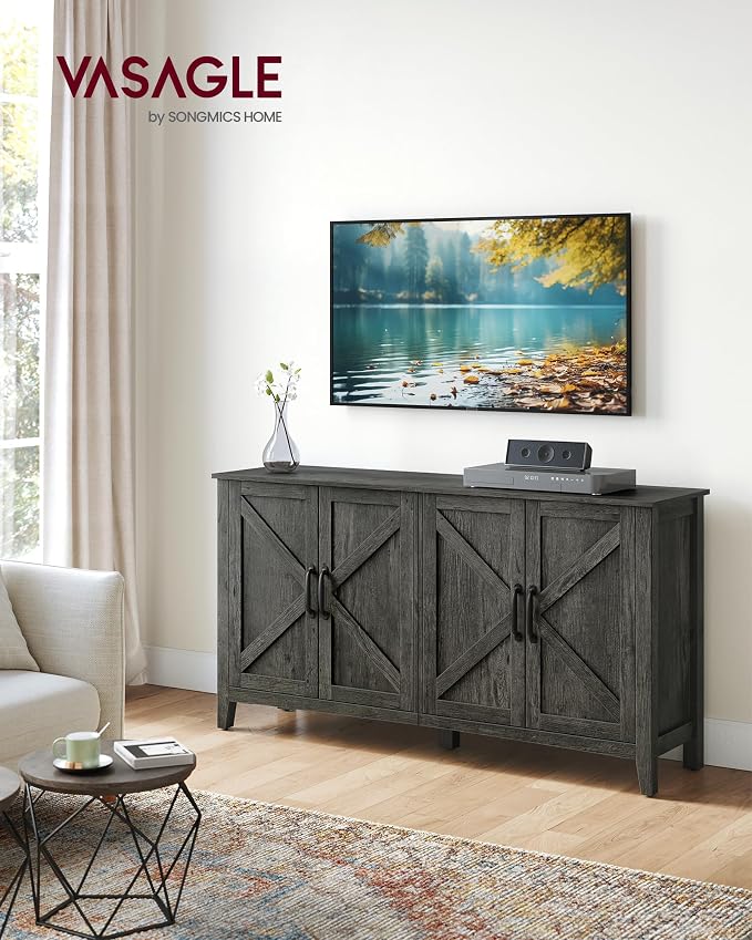VASAGLE Buffet Cabinet, Coffee Bar, Adjustable Shelf | Sideboard Storage with Cable Hole, Antique Charcoal, LIRY Collection ULSC381T04 - Image 2