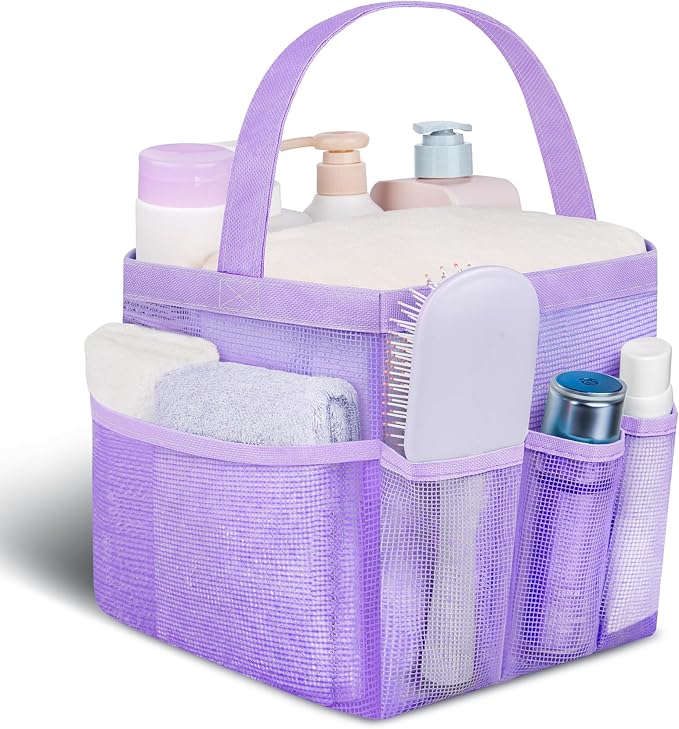 Mesh Shower Caddy Portable - 9 Pockets for College Dorm Room Essential | Large Capacity Mesh Shower Caddy with 9 Pockets, Portable Hanging Toiletry Bag for College Dorm, Gym, Camping and Beach by Attmu