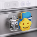HapiRm Sink Caddy Sponge Holder - 2 Installation Ways Kitchen Sink Organizer with Smiley Face Sponge Holder, Stainless Steel Kitchen Caddy - Silver by HapiRm
