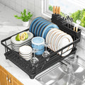 Kmiectse Dish Drying Rack for Small Kitchen Counter with Utensil Holder | Space Saving, Rust Resistant, Quick Drainage Dish Rack, Compact Dish Drainer Organizer for Home Kitchen, Black by Kmiectse