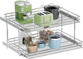 2-Tier Pull Out Cabinet Organizer, 31.5" W x 21.5" D, Heavy Duty Dual Slide Out Shelves for Wide Base Cabinets, Chrome Wire Basket Drawer for Pots, Pans, Pantry & Cleaning Supplies by Unknown