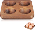 Homoyoyo 4 Egg Holder Countertop, Acacia Wood Egg Holder 4 Slot, Compact Natural Organizer for Kitchen Display Fridge for Chocolates, Sushi, Kitchen Organization for Busy Parents Home Hearth by Homoyoyo