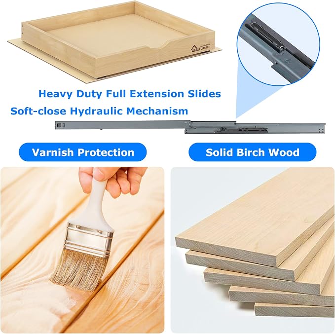 WelFurGeer Soft Close Pull Out Drawers for Cabinets, 17" W x 21" D Pull Out Cabinet Drawer with Heavy Duty Slides, Pull Out Cabinet Organizer, Cabinet Pull Out Shelves, Pull-Out Home Organizers - Image 4