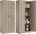 DUMOS Tall Storage Cabinet with Doors and Shelves, Kitchen Pantry Cabinet | 71'' Wood Storage Freestanding Cabinets for Bedroom, Pantry, Home Office, Dining Room & Living Room, Light Grey by DumosLifestyle