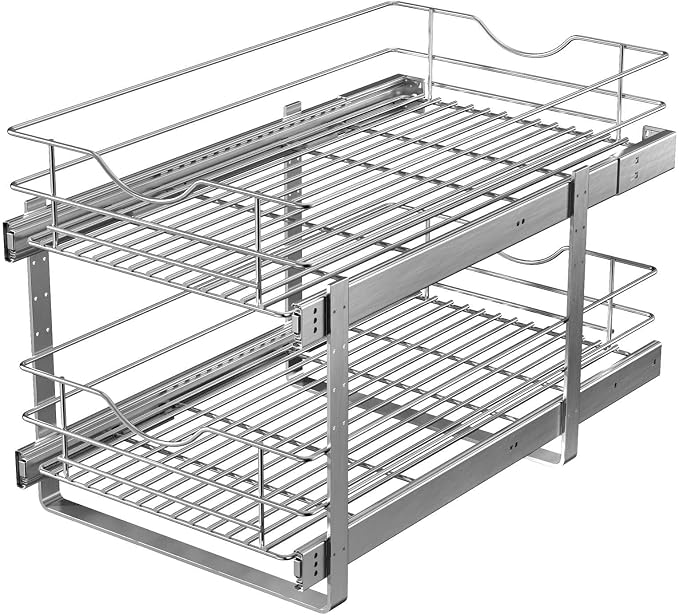 2 Tier Pull Out Cabinet Organizer,(20½"W x 22" D) Soft Close Slide Out Drawer For Kitchen Base Cabinet, Individual Pull Out Shelf, Roll Out Pantry Organization, 22 Inch Deep - Image 8