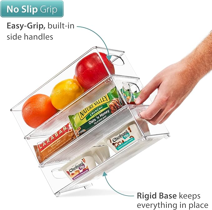 Sorbus Stackable Refrigerator Organizer Bins - Clear Storage Bins for Kitchen Pantry, Freezer & Fridge Organization - Food Organizing Plastic Containers with Handles for Countertops & Drawers (2 Pack) - Image 5