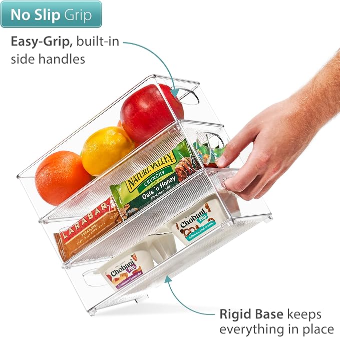 Sorbus Stackable Refrigerator Organizer Bins - Clear Storage Bins for Kitchen Pantry, Freezer & Fridge Organization - Food Organizing Plastic Containers with Handles for Countertops & Drawers (4 Pack) - Image 5