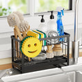 Sponge Holder for Kitchen Sink with Flexible Smiley Face, 2 Tier Kitchen Sink Organizer, Countertop and Storage Essentials, Soap Dispenser Organizer, Home Decor Accessories - Black by Taugast