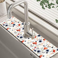 Watercolor Red and Blue Flowers Sink Faucet Absorbing Mat Sink Splash Guard Faucet Mat Draining Mat Fast Drying Sink Protectors for Kitchen and Bathroom 5.5"×24" by Unknown