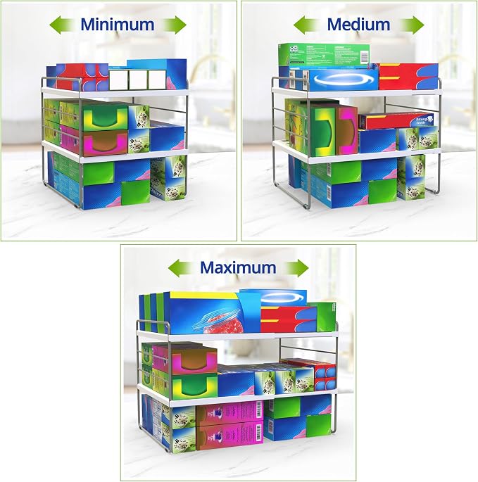 YAN & HIN Kitchen Cabinet Organizer, Expandable Kitchen Aluminum Foil and Plastic Wrap Organizers, Sandwich Storage Bags organizer, bottle storage bag under sink organizer for Pantry Organization - Image 5