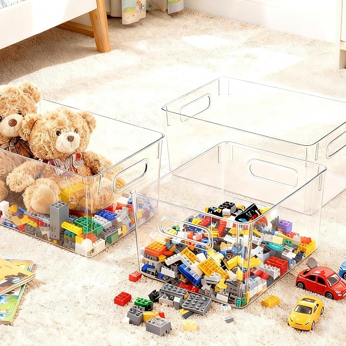 JollyPack Clear Plastic Storage Bins, 4 Pack | Pantry Organizers, Storage with Handles, Clear Storage Containers,Great for Fridge, Kitchen, Bathroom and Office - Image 8