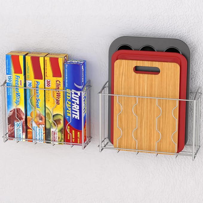 Simple Houseware Over the Cabinet Door Organizer Holder, 2pcs (L+M), Silver | 13.5" W x 4.25" D x 18.5" H & 12.5" W x 3.6" D x 18.5" H - Image 4