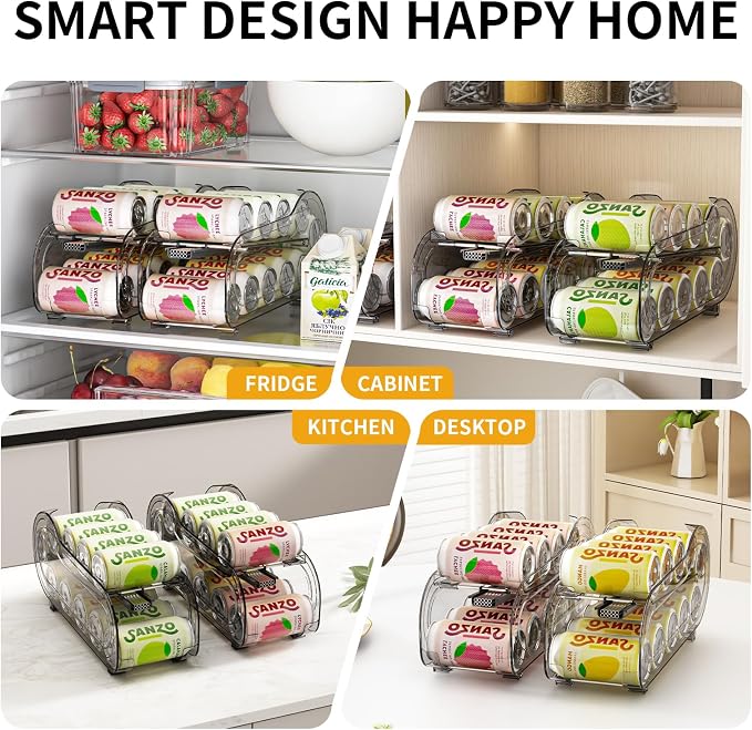 Drink Organizer for Fridge, Soda Can Organizer Dispenser for Refrigerator with Automatic Rolling,Organize Standard Size 11.15oz or 12oz Cans Drink,Save Space for Fridge、Kitchen、countertop - Image 4
