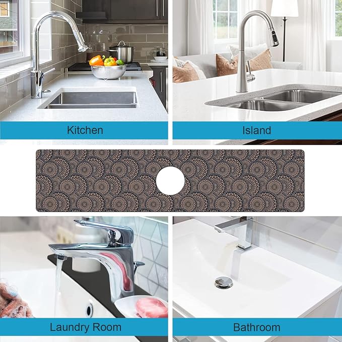 Kitchen Sink Splash Guard Faucet Mat Super Absorbent Fast Drying Mat Sink Gadgets Splash Guard Behind Faucet Drip Catcher for Kitchen (Grey, 23.5x5.5in) - Image 4