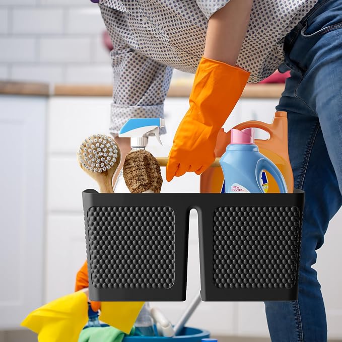 Shower Caddy Portable and Cleaning Caddy Organizer for Bathroom, Kitchen, Toiletries Storage ，Caddy organizer with handle, Rust-Resistant, Durable Material (Black, 9.36" L×7.73" W×7.24" H) - Image 6
