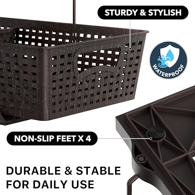 Simple Houseware 2 Tier Pull-Out Sliding Drawer Under Sink Storage, Brown | Great for Kitchen Bathroom Tray Shelf Organizer - Image 6