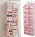 Over the Door Organizer, 6-Tier XL, 100D Fabric, Baby Pink | Extra wide over the door organizer, 65 lb capacity, 12 side mesh pockets, heavy-duty 100D fabric, bedroom & nursery storage by HomeluxTheory