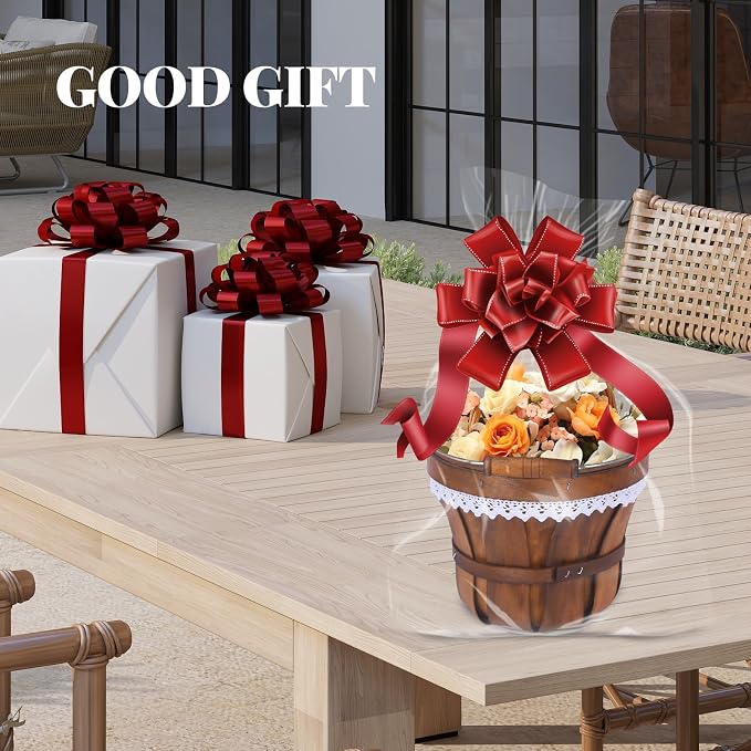Wooden Baskets 7" x 6", 6 Pack Brown Apple Harvest Baskets | Round Handled Baskets Hold Produce, Flowers, Easter Eggs Or Favors for Farms, Markets, Weddings, Parties and Decor - Image 8