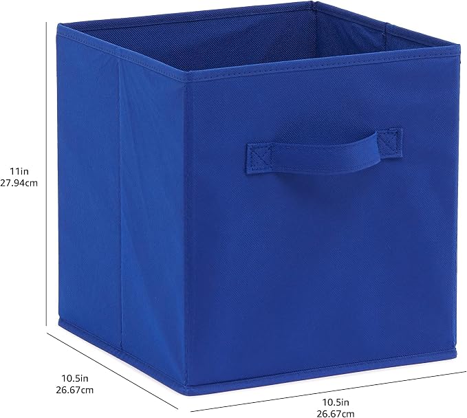 Amazon Basics Collapsible Fabric Storage Bins with Handles, Cube Organizer for Home Organization, 10.5"x10.5"x11", Navy, 6 Count (Pack of 5) - Image 6