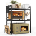 3 Tier Expandable Microwave Stand countertop,Microwave Oven Rack | microwave shelf with Cutting Board Holder and Knife Holder, storage shelf for pans &appliances,55 Lbs load Per Tier,Black by NETELOfficial
