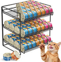 Cat Food Can Organizer 3-Tier Can Organizer for Pantry 84 Cans 3.5oz | Black metal 3-tier cat food can organizer,Holds 84 cans 3.5oz,Adjustable pantry countertop storage for kitchen cabinet by REFLYING