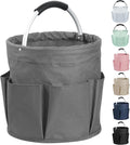 17L Collapsible Cleaning Supplies Caddy with Handle for Travel, Dark Gray | IHOMAGIC 600D Oxford Bucket Tool Organizer, Cleaning Tote with 6-pockets, Portable Storage Basket for Home, Hotel, Restaurant by IHOMAGIC