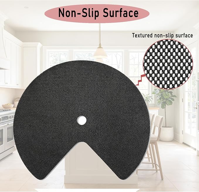 2 Pack 26 Inch Lazy Susan Shelf Liner, Non Adhesive Non Slip Composite Circle Mat for Kitchen Cabinet Corner Shelf Fridge Refrigerator Drawer Pantry Sink, Easy to Clean, Black - Image 3