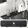 24 Inch Silicone Faucet Mat for Kitchen Sink, 7° Slope Fast Self-Draining Sink Splash Guard, Kitchen Sink Water Catcher Organizer, Kitchen Sink Accessories (Black, 24''x5.6'') by EBIGIC