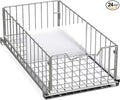Simple Houseware Pull-Out Cabinet Sliding Basket, 17.2Dx9.7Wx5H, Chrome | Ideal for Kitchen and Bathroom Cabinet Storage Organizer, Under Sink or Pantry Organization by SimpleHouseware