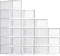 SONGMICS Shoe Boxes, Pack of 18 Shoe Storage Organizers, Stackable Clear Plastic Boxes for Closet, Sneakers, 13.1 x 9.1 x 5.6 Inches, Transparent and White ULSP18SWT by Unknown