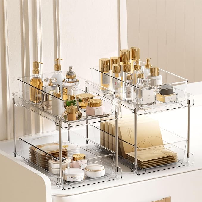 Vtopmart 8 Pack Pull Out Bathroom Under Sink Organizer (S-Standard) | Slide-out drawers, Multi-purpose storage, Clear visibility, Easy Set-up - Image 7