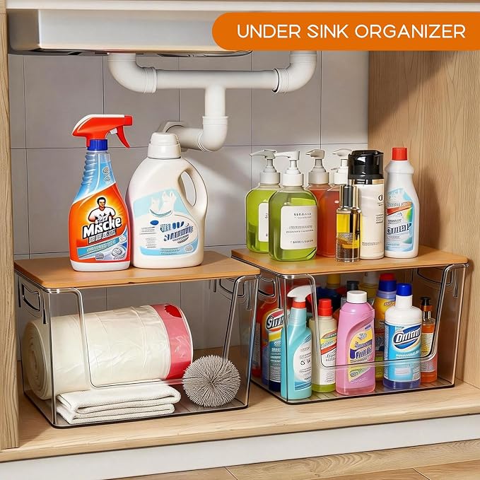 Pantry Organizers Storage, 2 Pack Large Clear Storage Bins for Onion, Potato, Garlic, Canned Food, Organizer Bins for Under Sink, Kitchen, Countertop, Bathroom - Image 6