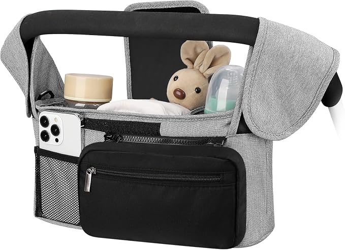 Accmor Universal Stroller Organizer with Insulated Cup Holder Detachable Phone Bag and Shoulder Strap,Stroller Bag Caddy Organizer for Uppababy, Baby Jogger, Britax Strollers by Accmor