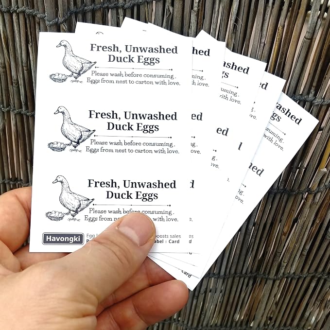 120 Duck Egg Carton Labels Stickers | White Farm Fresh Eggs | 4 6 12 15 18 30 48 50 Count - Basket Box Container Extra Organizer Farm Supplies, 66mm x 26mm - Image 4