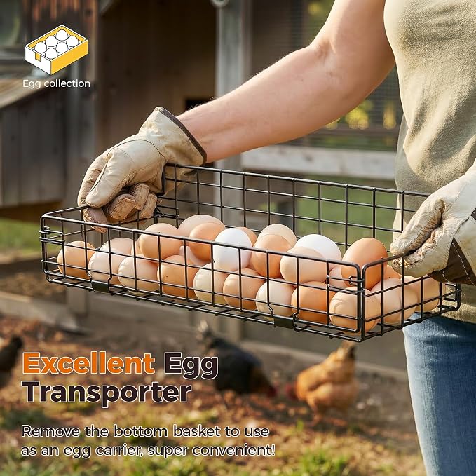 Egg Holder Countertop with 3 Pull-Out Tier Baskets, Black | Sturdy Metal Frame, 5 Adjustable Dividers,7 Date Tags, Egg Basket for Gathering Fresh Eggs, Chicken Coop Accessories - Image 6
