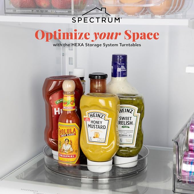 Spectrum Medium Lazy Susan Organizer 9.5 in for Cabinet Refrigerator Pantry Table Rotating Kitchen Storage Spice Rack Fridge Organization, Charcoal Gray Spinning Turntable for Sauces Jams Condiments - Image 2
