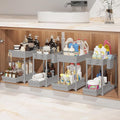 4-Pack 2-Tier Under Sink Organizer with Pull Out Drawers | Multi-use kitchen & bathroom storage. Includes hanging hooks and cups. Gray, space-saving cabinet design. 12.8 Inch by Sevenblue