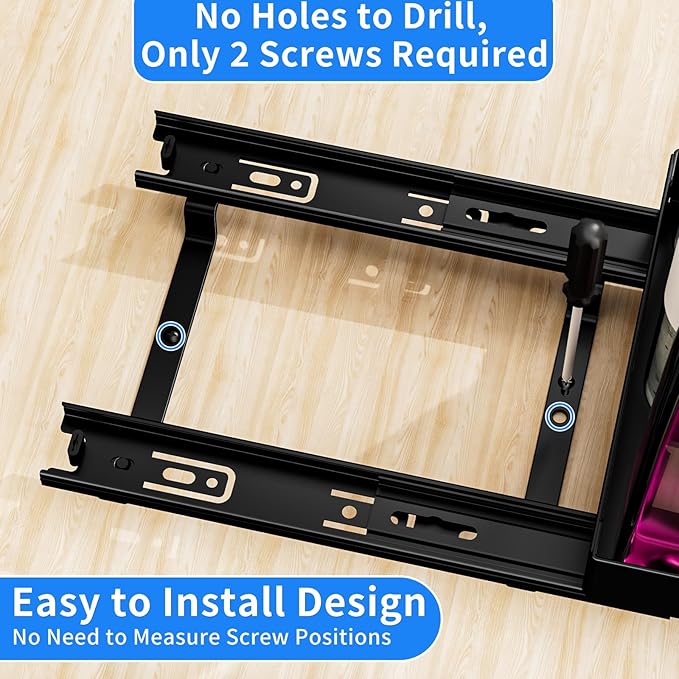 BOIVSHI Pull Out Spice Racks for Inside Cabinets, 6.3''Wx10.5''Dx2.8''H | Metal Vertical Spice Rack, 1 Tier Sliding Spice Rack for Kitchen, Pantry, Spice Organizer Smooth Glide, Easy to Access Spices - Image 3