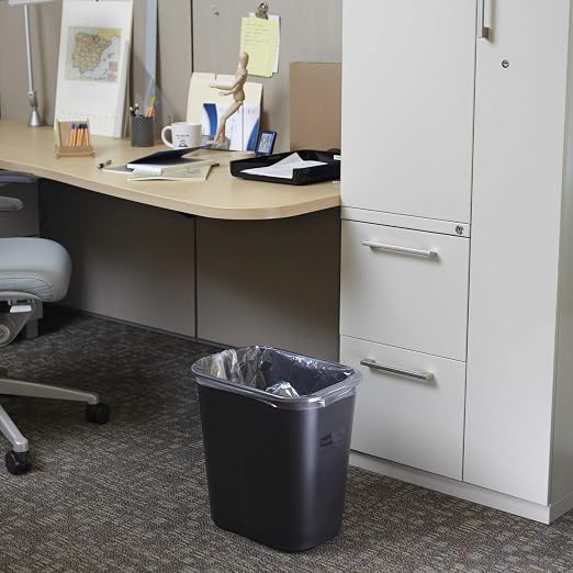 Rubbermaid Commercial Products Deskside Wastebasket/Trash Can, 3.25-Gallon/13-Quart, Black, Small, for Bedroom/Bathroom/Office, Fits Under Desk/Sink/Cabinet - Image 2