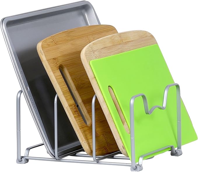 Simple Houseware Cabinet Bakeware Organizer Rack Holder, 2 Pack, Silver | for Kitchen, Pantry - Image 3