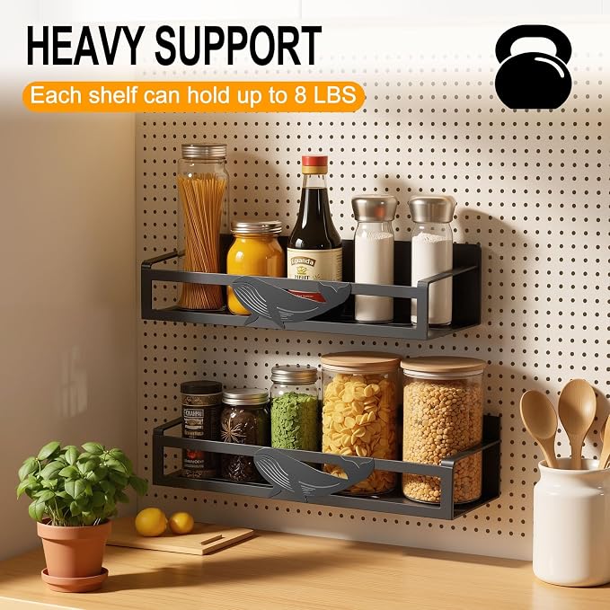 Magnetic Spice Rack for Refrigerator, 4-Pack Metal Seasoning Organizer for Kitchen Storage Organization, Magnetic Shelf for Fridge Space Saving Spice Organizer, Black - Image 5