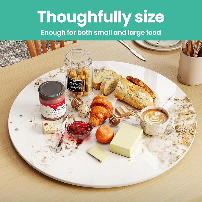 ZL ZELing 35.4" Lazy Susan Turntable – 360° Sinteredstone Silent Anti-Slip Turntable, Table Top Centerpiece for Kitchen, Pantry, Spice Rack, Refrigerator & Dining Table, Brown - Image 4