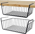 2Pcs Under Shelf Basket Metal Wire Under Cabinet Basket for Kitchen Pantry | Under Shelf Storage Basket Slides Under Shelves for Storage Space Saving for Kitchen Pantry Closet Office No Tools Required by ELEATTRUN