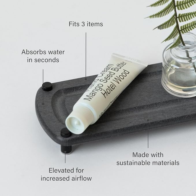 Dorai Home Stone Kitchen Sink Caddy - Diatomaceous Earth Sink Tray with Stainless Steel Feet, Water-Absorbing Countertop Organizer for Kitchen or Bathroom - Slate - Image 3