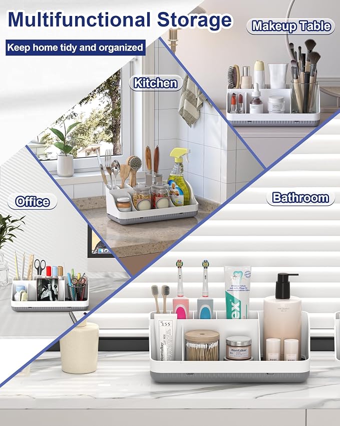 Bathroom Counter Organizer and Storage, 7 Slots Detachable Toothbrush Holders for Bathrooms, Anti-Slip Electric Toothbrush and Toothpaste Holder Countertop Vanity Organizer Accessories for Adults Kids - Image 5