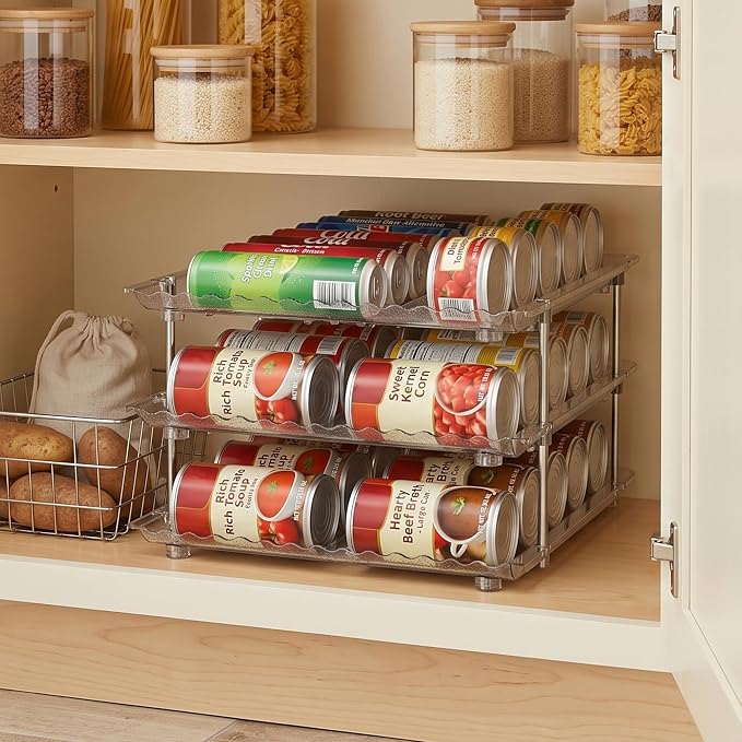 LXLXXL Can Organizer for Pantry, 3 Tier Stackable Soda Dispenser 2 Pack | Soda Cans Drinks Organizer, Stable and Stackable, Auto Rolling, 3 Tier*2 Pack, Space-saving for Kitchen, Fridge, Pantry Use - Image 5