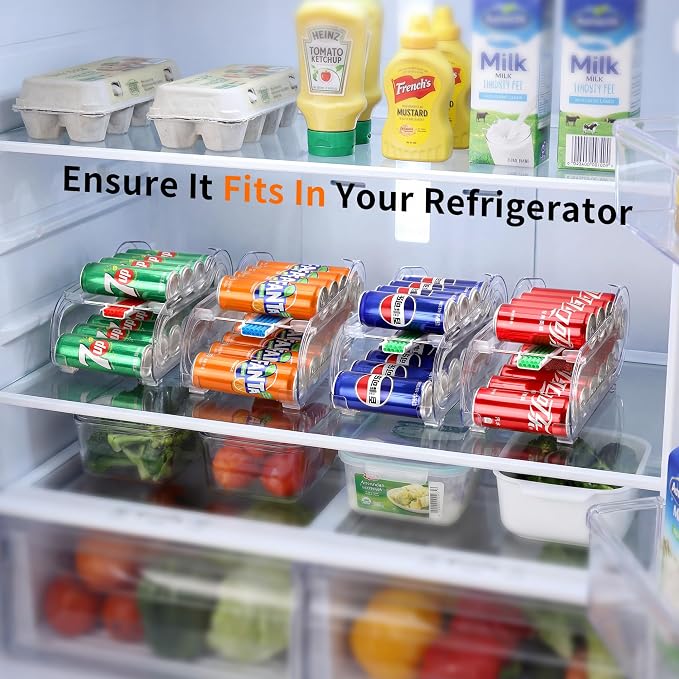 Soda Can Organizer for Refrigerator, Drink Organizer for Fridge, Automatic Rolling Can Dispenser Holder, Organize 11 Pcs Standard 11.15oz or 12oz Long Cans (4 Pack) - Image 6