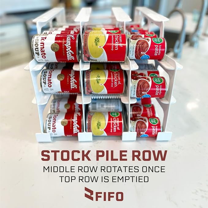 FIFO Can Tracker 2-Pack - 3-Tier Rotating Food Can Organizer for Pantry, Expandable Soda Can Storage for Kitchen, Holds 54 Cans of Food or Soda - Image 4